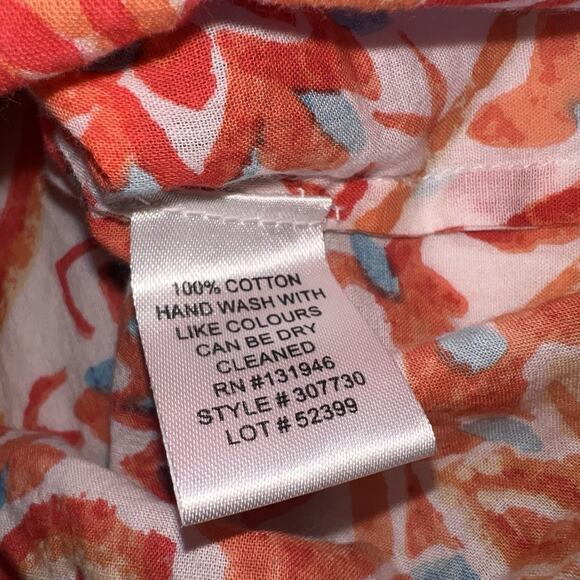 Jude Connally Callie Tunic Top Size S Orange Floral Long Sleeve Button Up Artsy - Picture 9 of 13